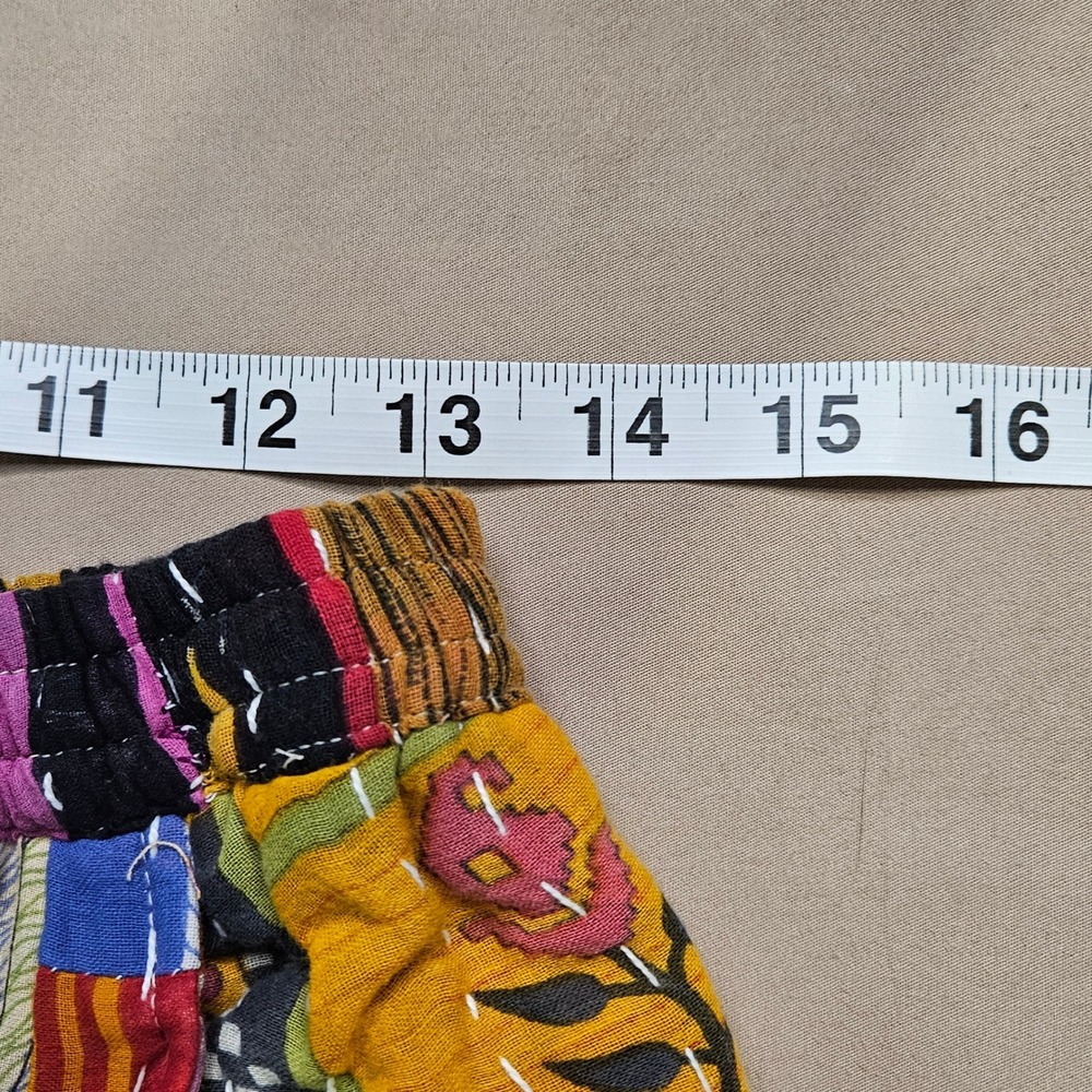 Boho Patchwork Wide Leg Pants S/M Comfy Funky Artsy Hippie Festival Colorful - Picture 3 of 12